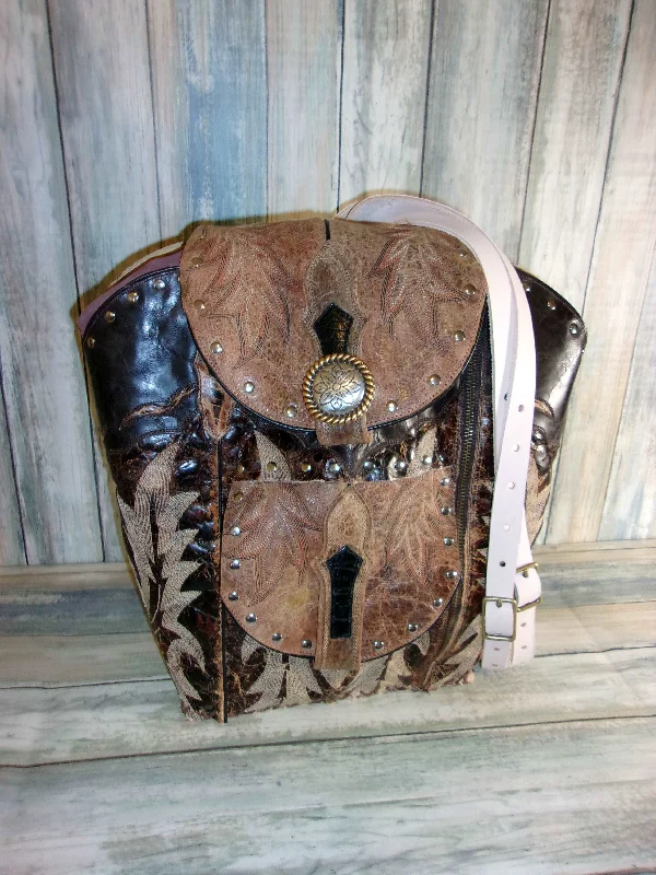 Convertible backpack for switching to shoulder bag -Cowboy Boot Backpack BP05