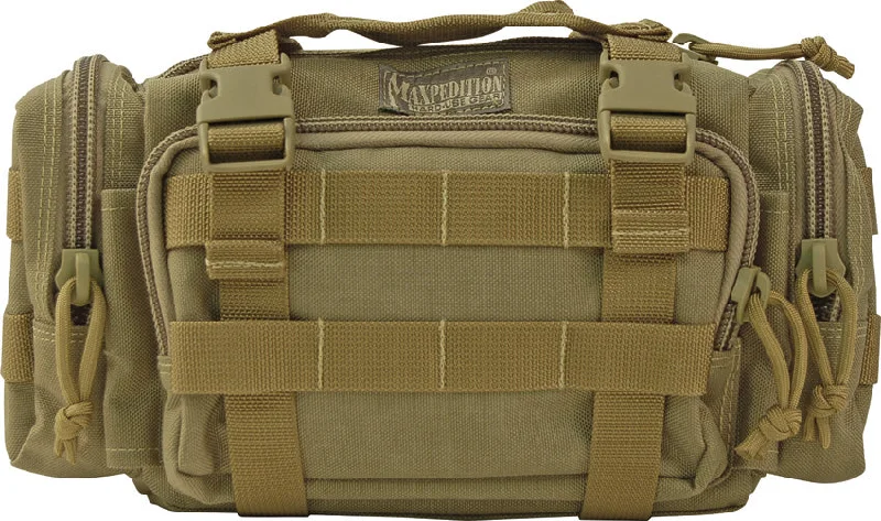 Durable travel backpack with multiple storage compartments -Maxpedition Proteus Versipack Khaki Tan Smooth Carry Bag 402K