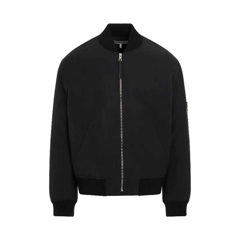 Appliquéd Jackets for Creativity -Chia Elephant Bomber Jacket in Black