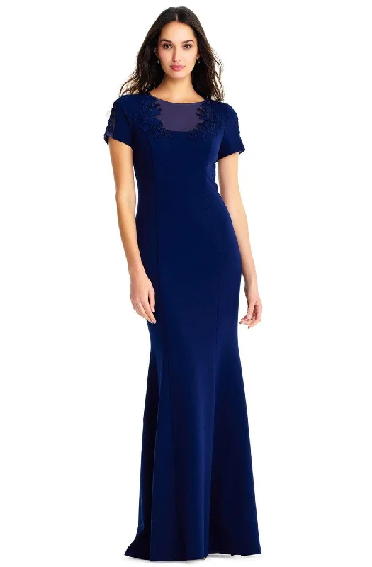 Plus size dresses with classic vibes never age -Aidan Mattox - MD1E203782 Embroidered Jewel Neck Crepe Trumpet Dress