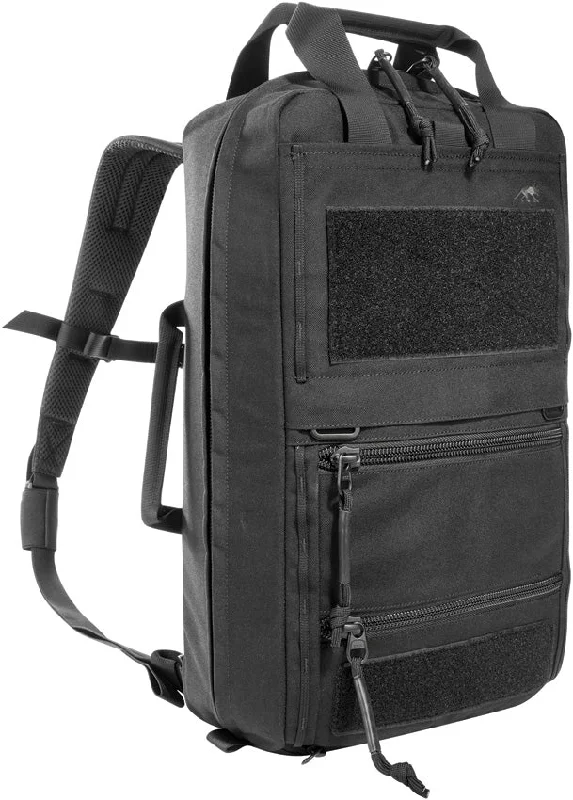 Vintage-inspired backpack with brass buckle details -Tasmanian Tiger Survival Pack Black Smooth Padded Backpack 7516040