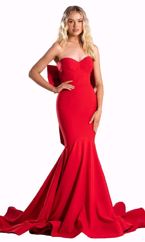 Plus size dresses with bright hues feel lively -Portia and Scarlett - PS21005 Bow Accented Back Mermaid Gown