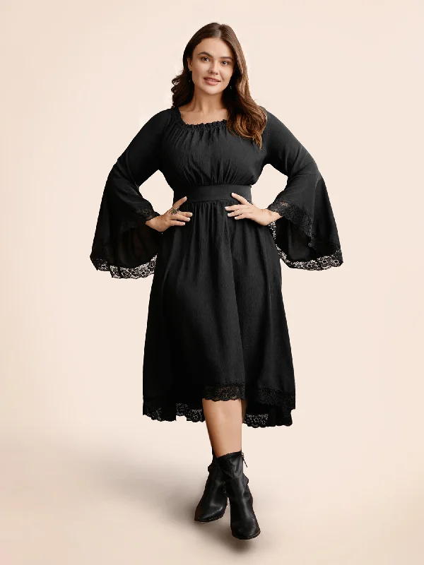 Plus size dresses with timeless cuts suit all -Gothic Inspired Lotus Sleeves Midi Dress