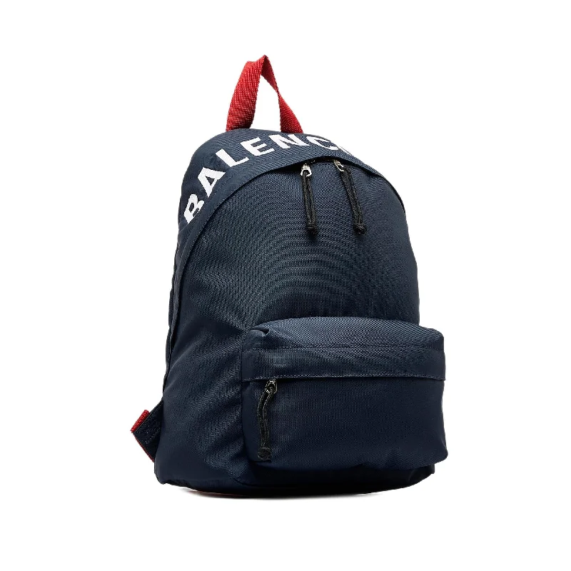 Padded shoulder backpack for comfortable long wear -Balenciaga Wheel Nylon Backpack (SHG-zZo86c)