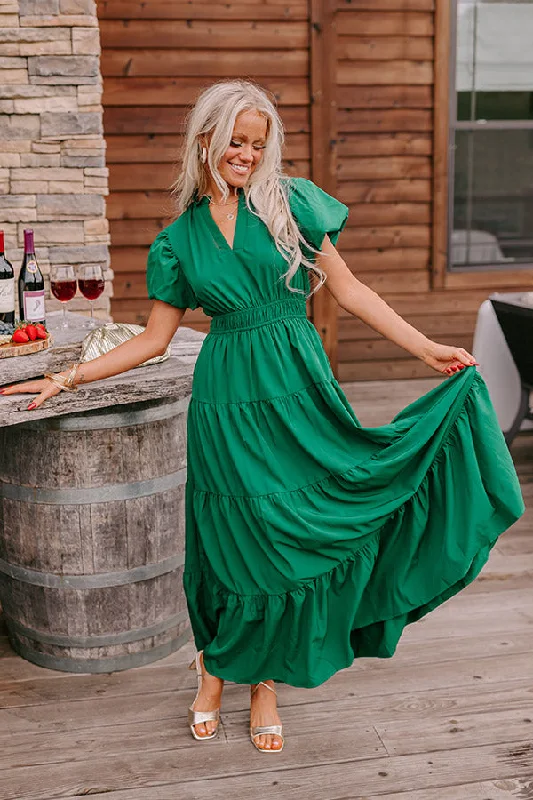 Plus size dresses with bold stripes add flair -Simply Sweet Maxi Dress in Hunter Green