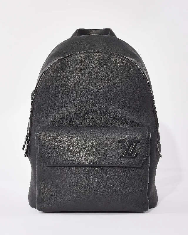 Professional nylon backpack for sleek office style -Louis Vuitton Grained Calfskin Aerogram Takeoff Backpack