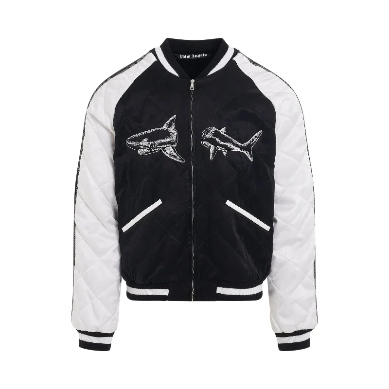 Birthday Jackets for Celebration -Broken Shark Sukajan Jacket in Black/White