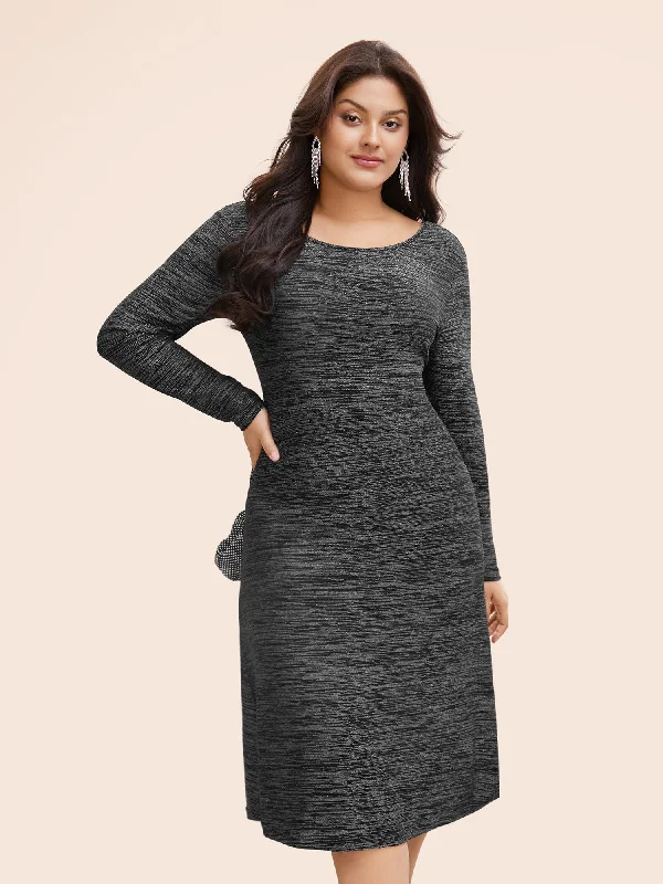 Plus size dresses for stylish looks stay cool -Glitter Round Neck Backless Dress