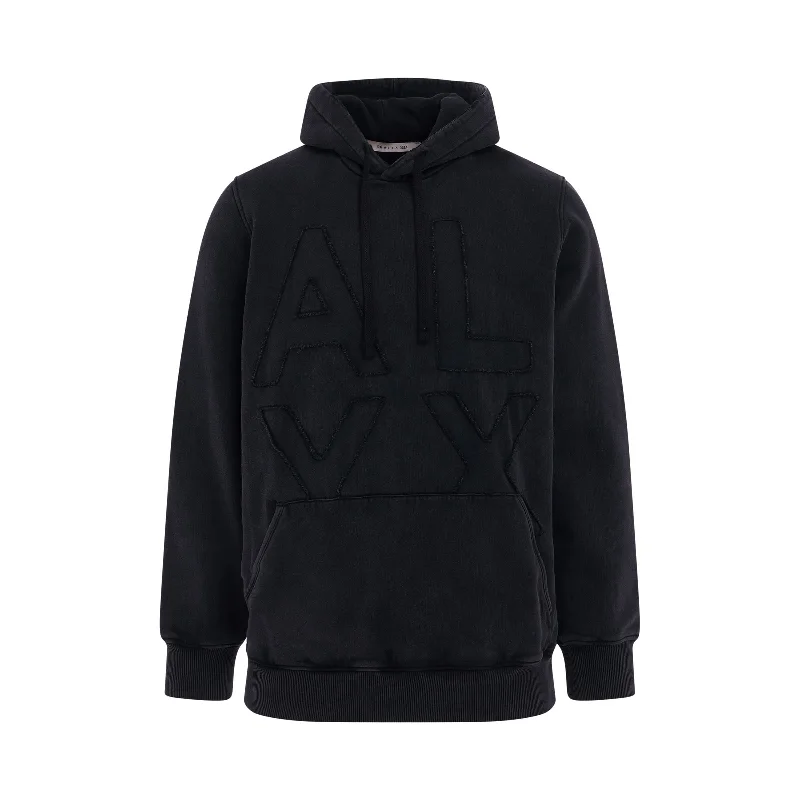 Modern backpack with RFID-blocking card protection -Textured Logo Hoodie in Black