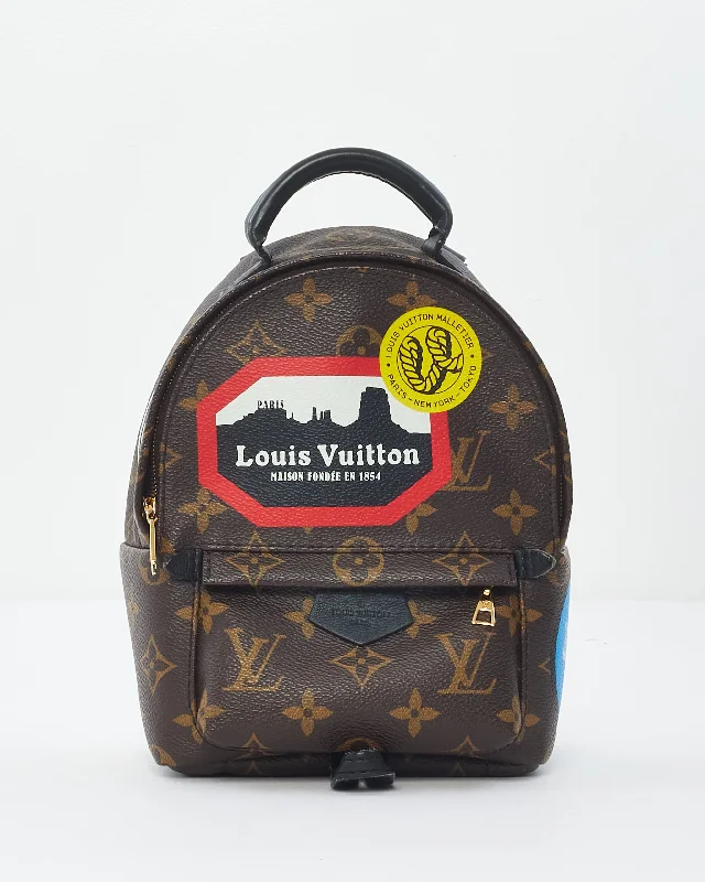 Sports gym backpack with shoe storage compartment -Louis Vuitton Monogram Canvas Limited Edition Worldwide Palm Springs Mini Backpack