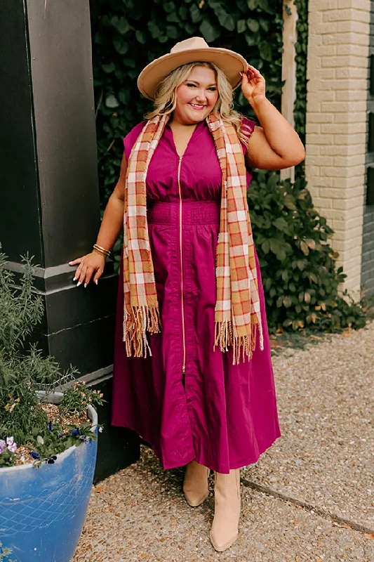 Plus size dresses for stylish looks stay cool -Chic Ensemble Midi in Wine Curves