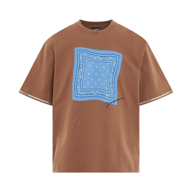 Laptop-friendly backpack for tech-savvy travelers -Toahlha Bandana Logo T-Shirt in Brown