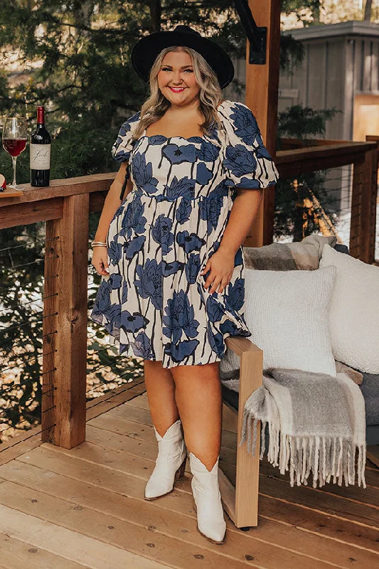 Plus size dresses featuring chiffon layers feel airy -Garden Dreams Floral Mini Dress Curves