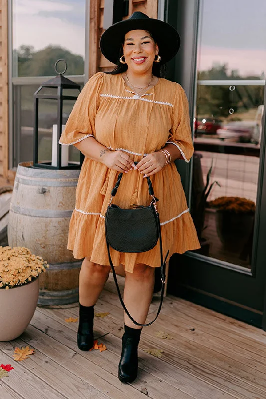 Plus size dresses featuring striped patterns are fresh -Simply Lovely Tiered Mini Dress in Mustard Curves