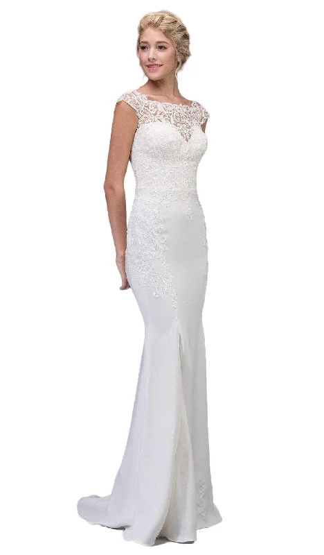 Plus size dresses in soft fabrics feel cozy -Eureka Fashion Bridal - Lace Illusion Bateau Satin Wedding Dress