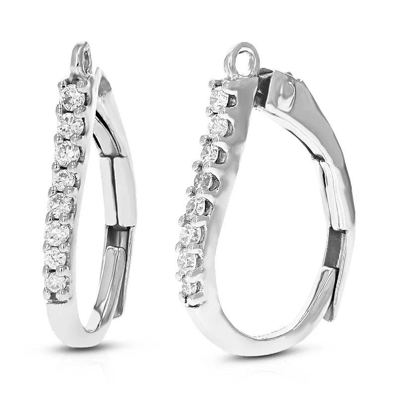 Best hoop earrings with snake-inspired designs for an edgy and fierce vibe-1/10 cttw Round Lab Grown Diamond Hoop Earrings .925 Sterling Silver Prong Set 1/2 Inch