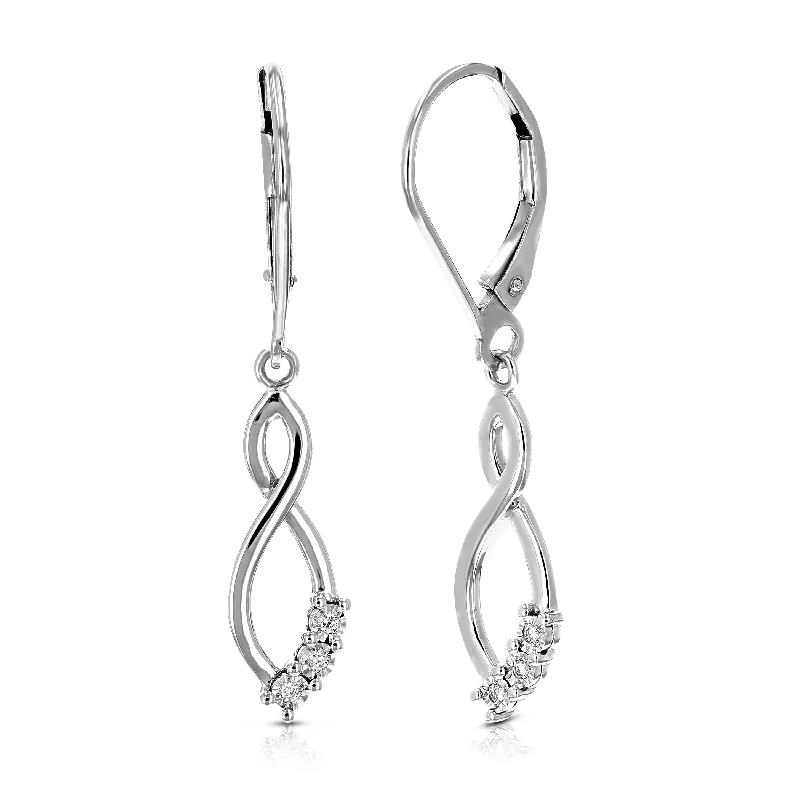 Best hoop earrings with cubic zirconia for a budget-friendly, dazzling look-1/20 cttw 6 Stones Round Lab Grown Diamond Dangle Earrings .925 Sterling Silver Prong Set, 1/3 Inch