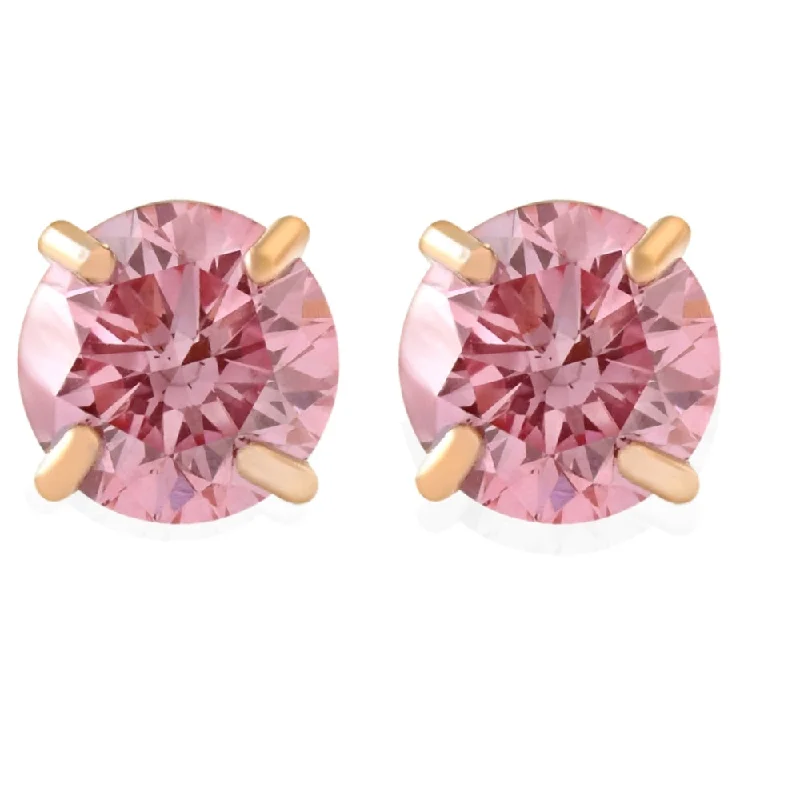 Best hoop earrings with asymmetrical designs for a fashion-forward, avant-garde look-1/2Ct Pink Lab Grown Diamond Screw Back Studs Earrings 14K Yellow Gold