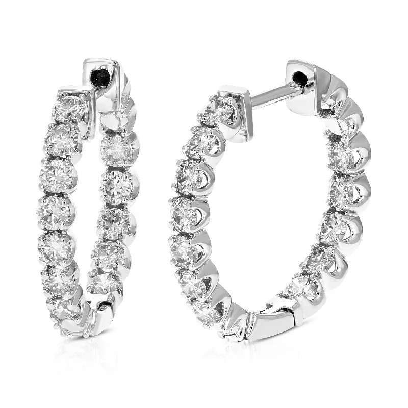 Hoop earrings with faceted crystals for added sparkle and shine-1.50 cttw AGS Certified I1-I2 14K White Gold Diamond Hoop Earrings (I-J)