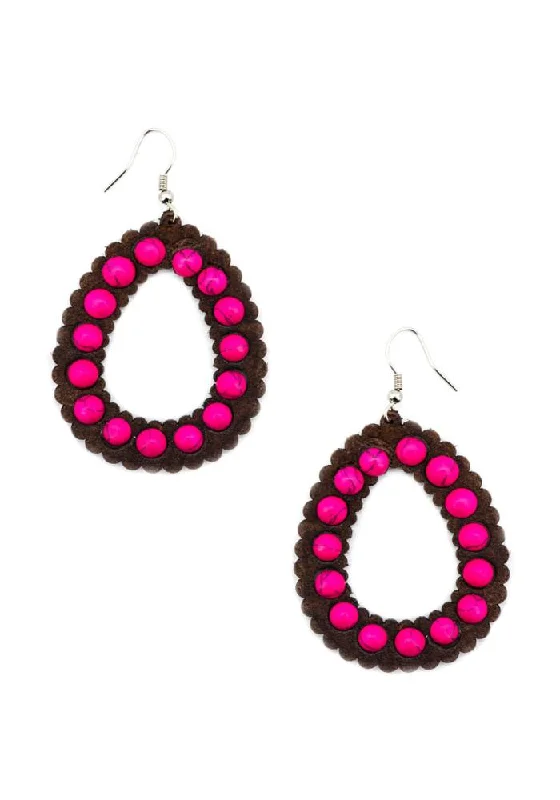 Best hoop earrings with baroque pearls for a luxurious and elegant vibe-Pink Bead Western Drop Earring