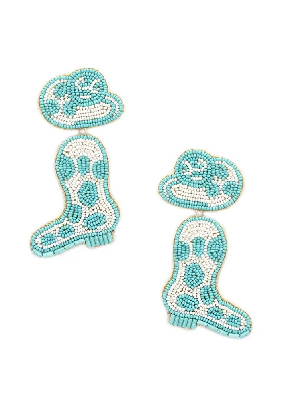 Best hoop earrings with multi-colored gemstones for a vibrant and lively touch-Turquoise Cowboy Boot Earrings