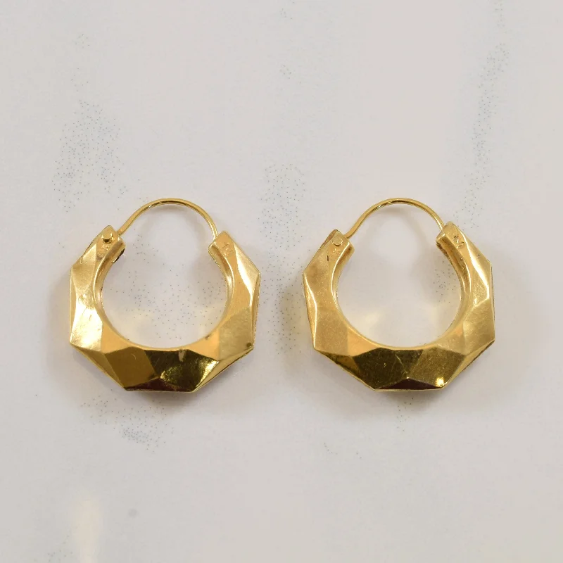 Hoop earrings with braided patterns for a detailed and textured finish-Faceted Yellow Gold Hoop Earrings |