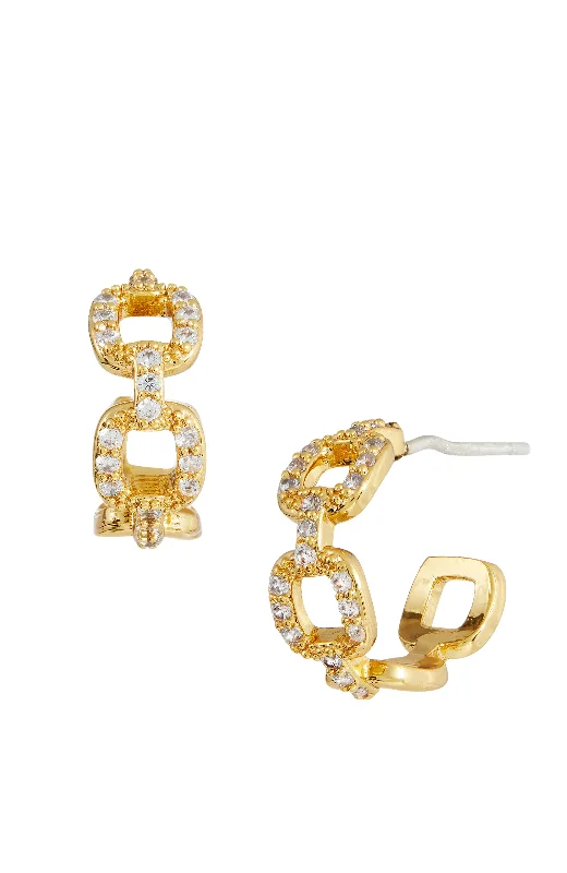 Best hoop earrings with hammered gold for a rustic yet elegant look-18K GOLD STERLING SILVER WHITE CZ HOOP EARRINGS