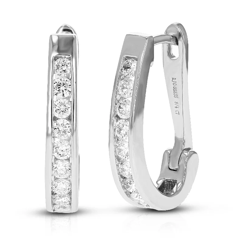 Best hoop earrings with sparkling cubic zirconia for a brilliant, budget-friendly effect-3/4 cttw Round Lab Grown Diamond Hoop Earrings .925 Sterling Silver Channel Set 3/4 Inch