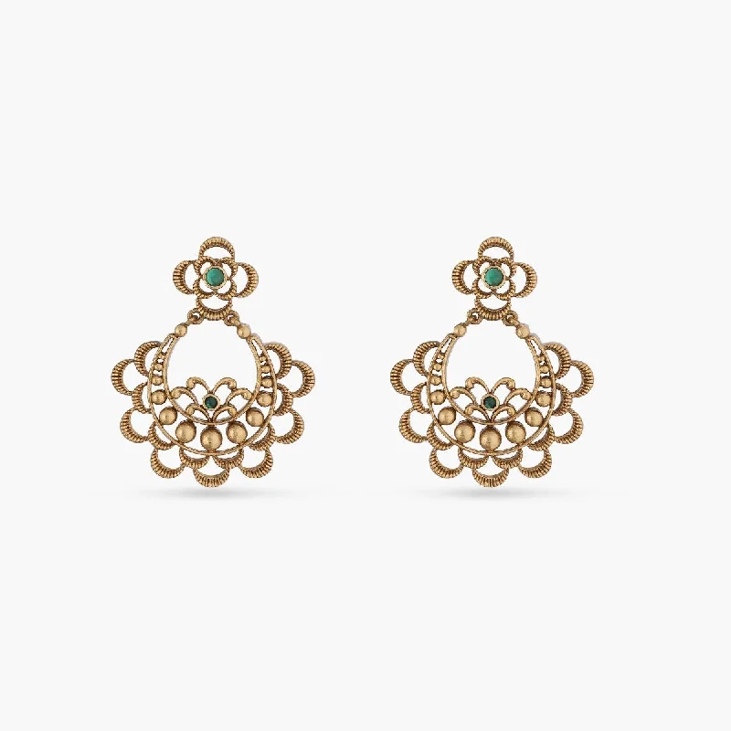 Best hoop earrings with minimal embellishments for a sleek and modern look-Aamod Floral Antique Chandbali Earrings