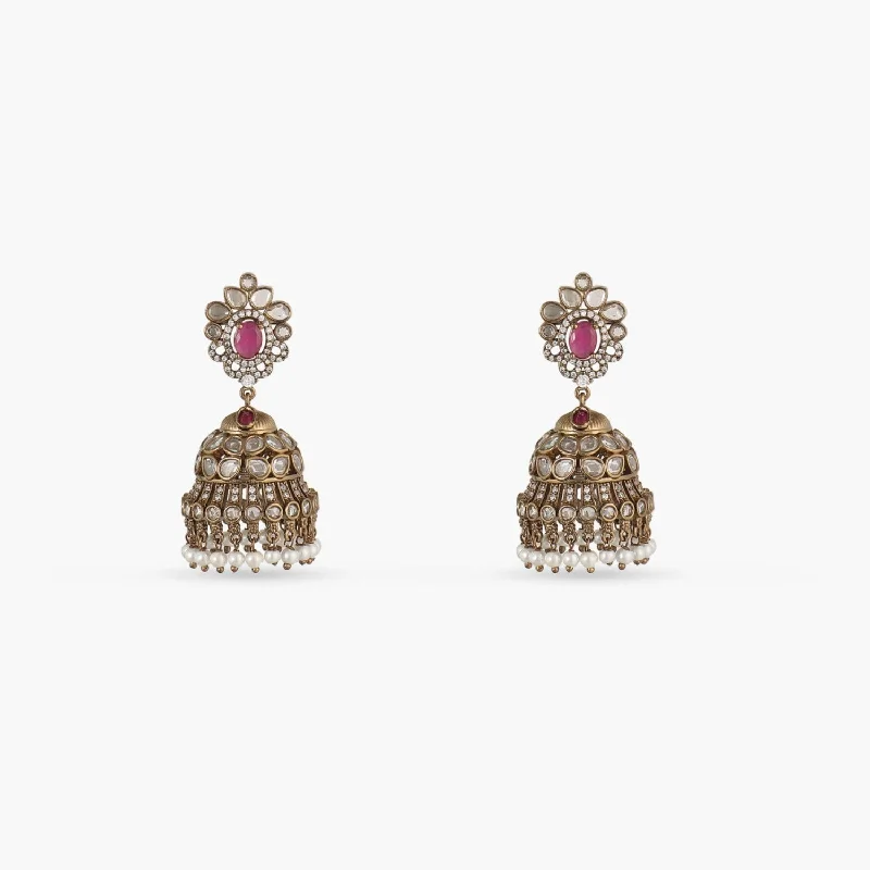 Hoop earrings with open designs for a modern, lighthearted vibe-Aatreyi Nakshatra CZ Jhumka Earrings