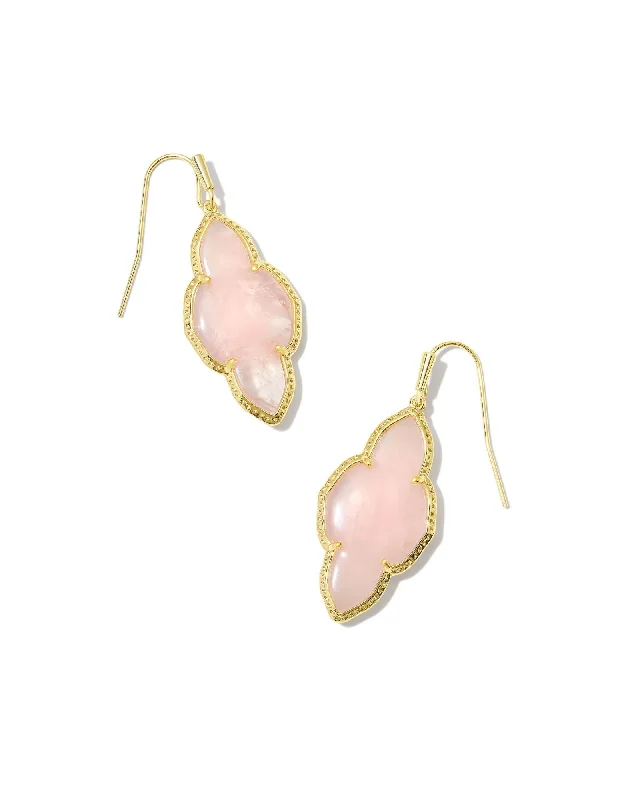 Best hoop earrings with asymmetrical designs for a fashion-forward, avant-garde look-Abbie Gold Drop Earring in Rose Quartz