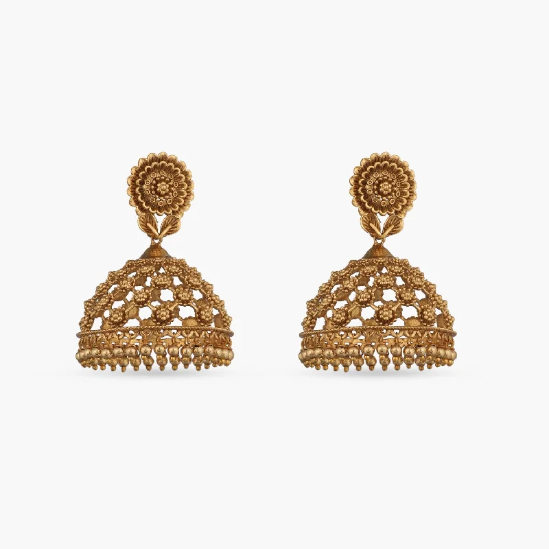 Best hoop earrings with matching bracelets for a coordinated jewelry set-Abishta Antique Jhumka Earrings