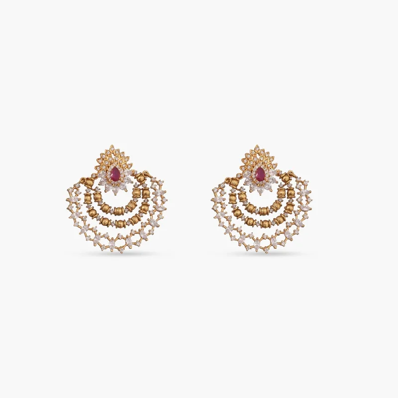 Best hoop earrings with multi-colored gemstones for a vibrant and lively touch-Alesa Nakshatra CZ Chandbali Earrings