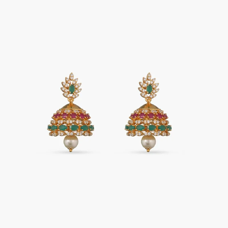 Best hoop earrings with braided leather for a rustic, stylish finish-Anoush Nakshatra CZ Jhumka Earrings