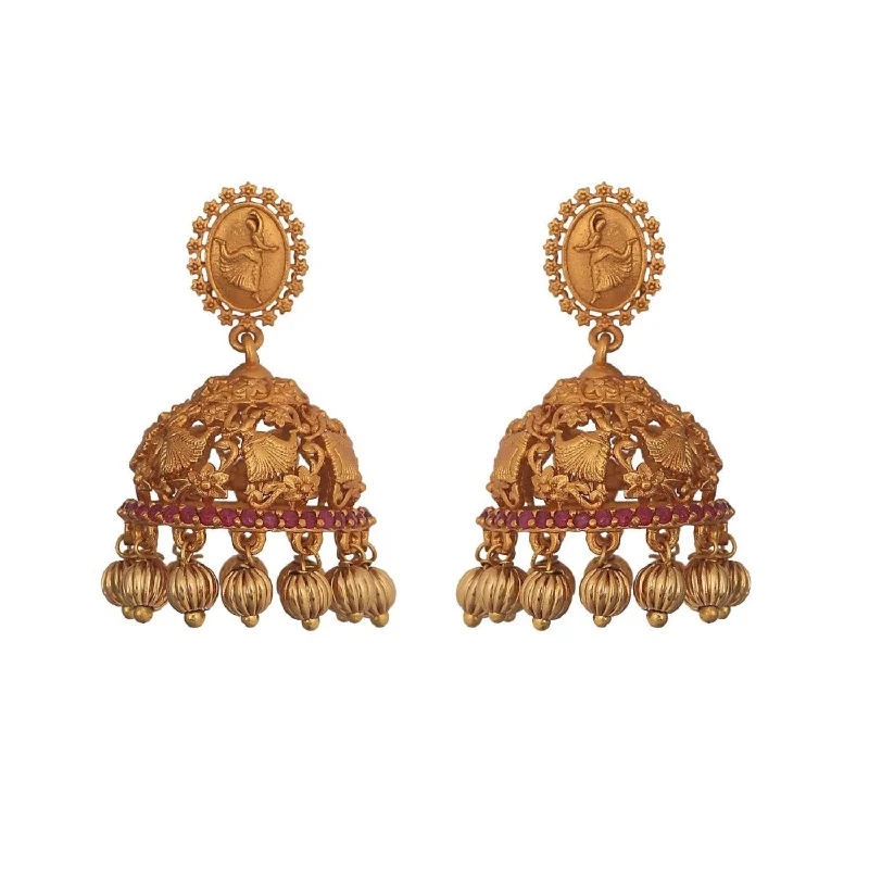 Best hoop earrings with hammered gold for a rustic yet elegant look-Antique Gold Plated Lasya Jhumka Earrings