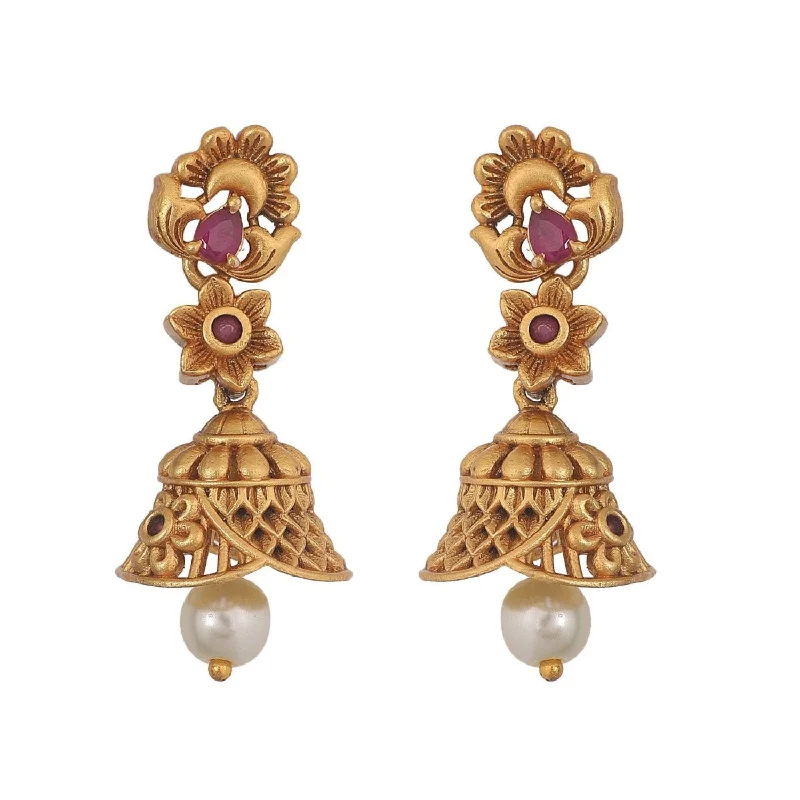 Hoop earrings with polished metal for a shiny and high-quality finish-Antique Gold Plated Sana Jhumka Earrings