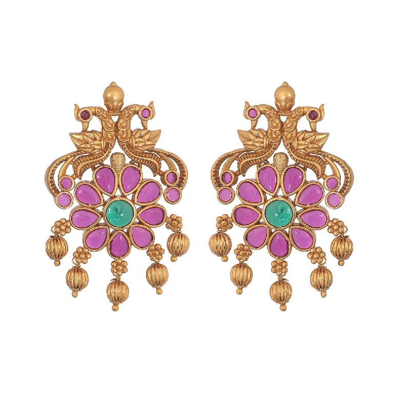 Best hoop earrings with baroque pearls for a luxurious and elegant vibe-Antique Gold Plated Sania Studs Earrings