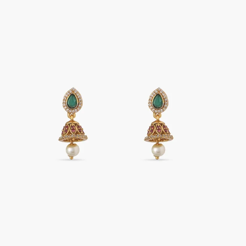 Hoop earrings with abstract wirework for an artistic, unique look-Apri Nakshatra CZ Mini Jhumki