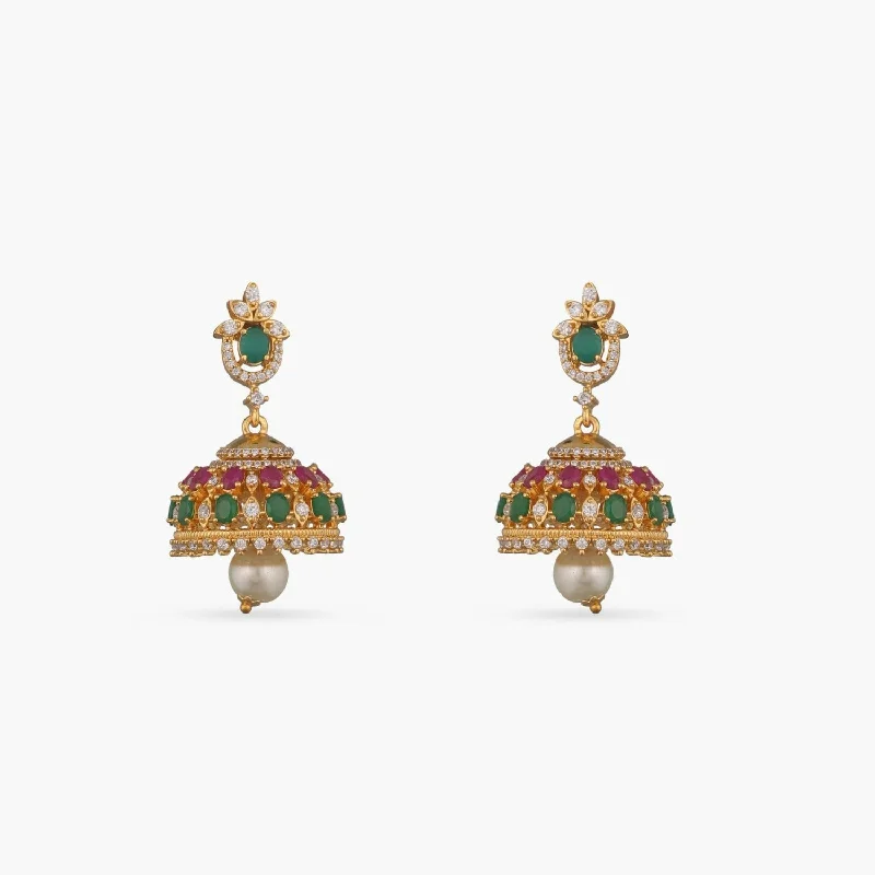 Best hoop earrings with twisted rope designs for a nautical-inspired style-Arsia Nakshatra CZ Jhumka Earrings