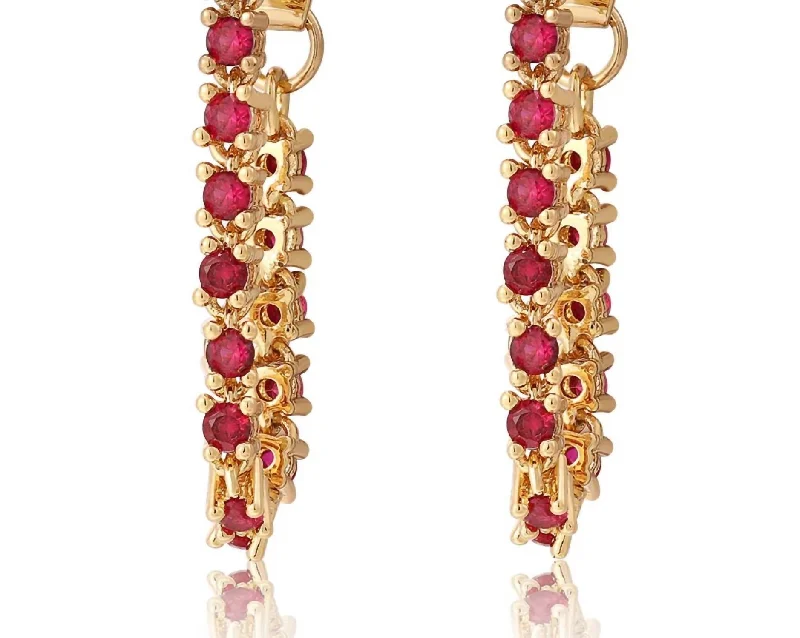 Best hoop earrings with intricate beaded details for a textured, stylish appearance-Ballier Chain Studs In Ruby Red Gold