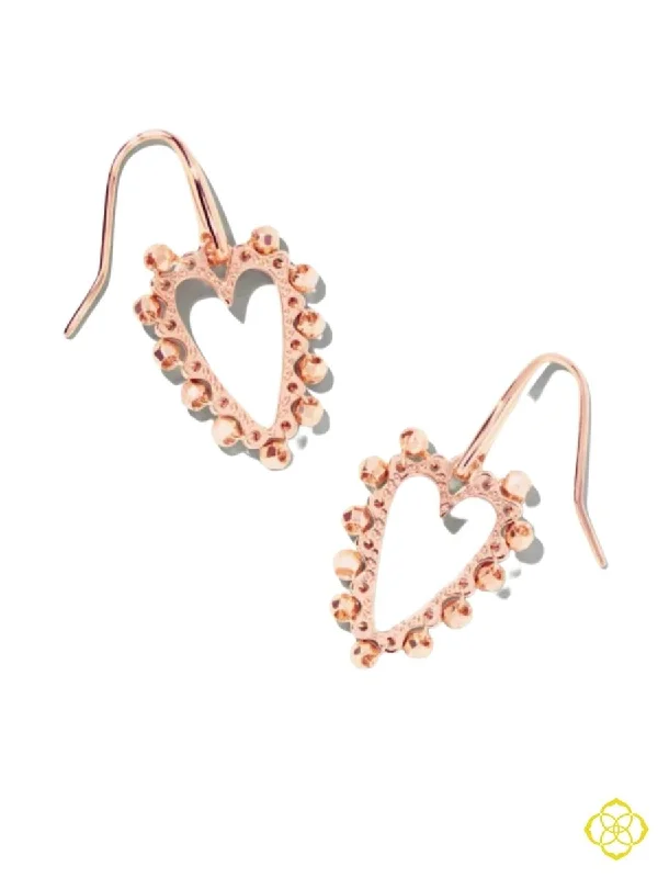 Best hoop earrings with geometric triangle shapes for a modern, chic design-Beaded Ansley Open Frame Earring in Rose Gold