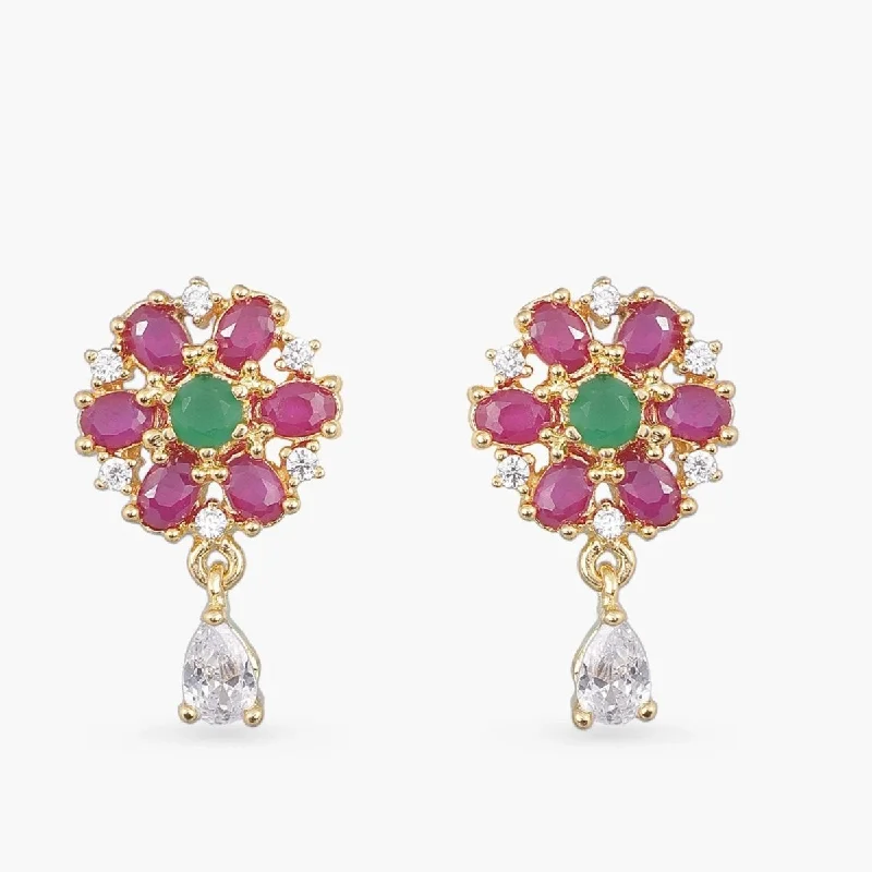 Hoop earrings with hearts for a sweet and romantic gesture-Bela Nakshatra CZ Earrings