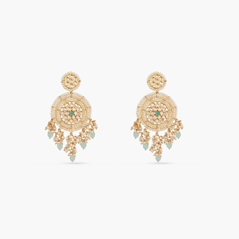 Hoop earrings with dangling charms for a playful and fun look-Bhavana Grand Kundan Chandbali Earrings