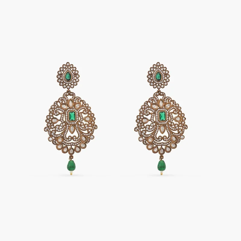 Hoop earrings with crescent moon shapes for a celestial and mystical appearance-Briar Nakshatra CZ Chandelier Earrings