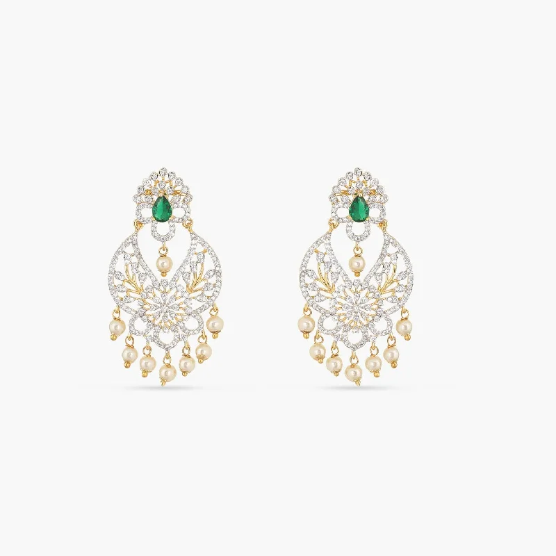 Hoop earrings with leather accents for a sleek and bold combination-Cecilia Nakshatra CZ Chandbali Earrings