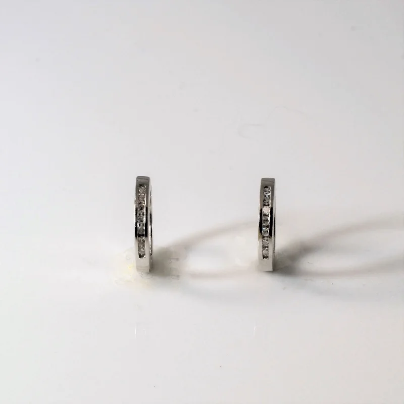 Hoop earrings with spiral designs for a dynamic and fluid look-Channel Diamond Huggie Earrings | 0.07ctw |