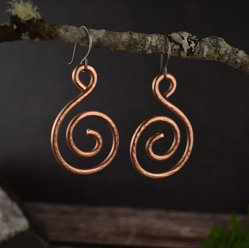 Best hoop earrings with custom engravings for a personalized and meaningful gift-Copper Spiral Dangle Earrings | Limited Edition