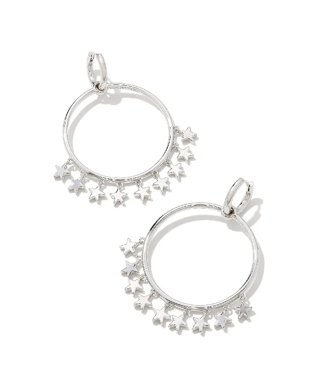 Best hoop earrings with matte finish for a sophisticated, understated design-Sloane Star Open Frame Earrings in Rhodium