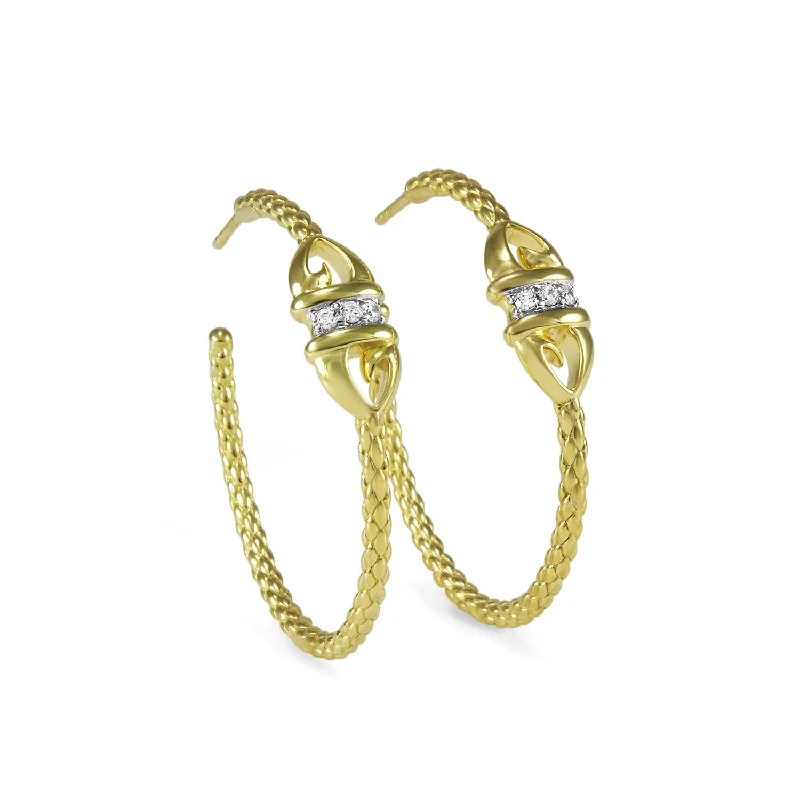 Best hoop earrings with geometric hexagon shapes for a modern, angular look-Bullet Pavé Hoop Earring - 18K Gold Vermeil + CZ Blanc