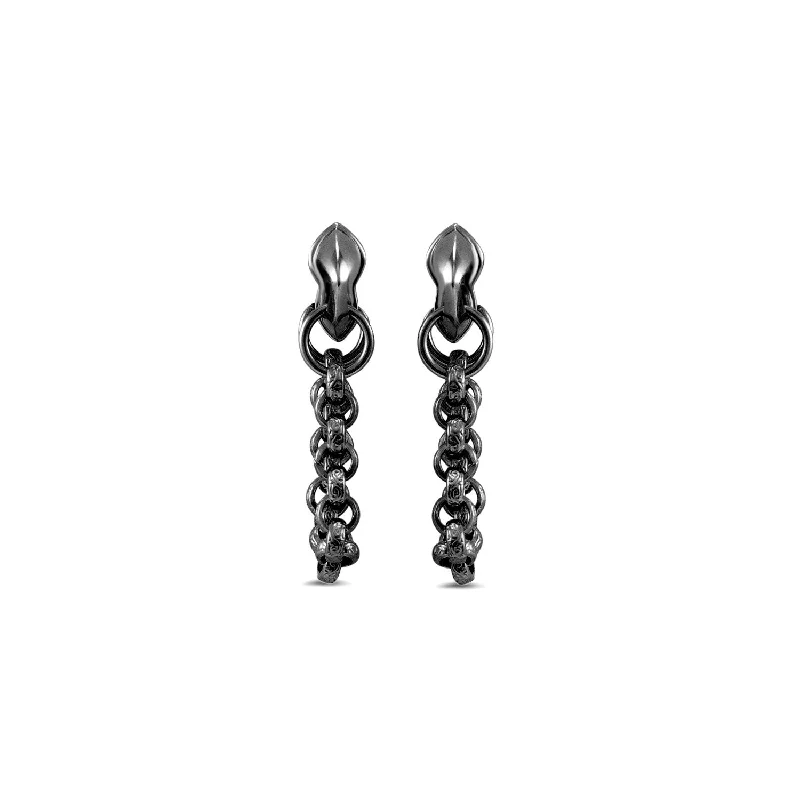 Hoop earrings with a chunky design for a bold and trendy statement-Reign Earring Short - Black Ruthenium Vermeil